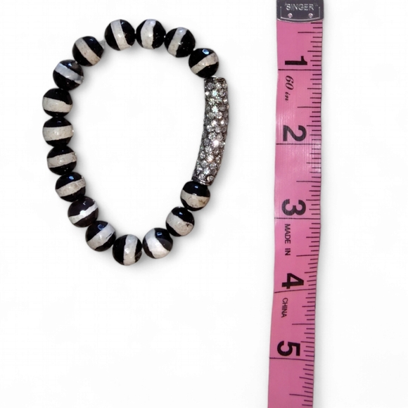 Tibetan Black & White Zebra Agate Stones - Set Of 4 Bracelets - Picture 11 of 12
